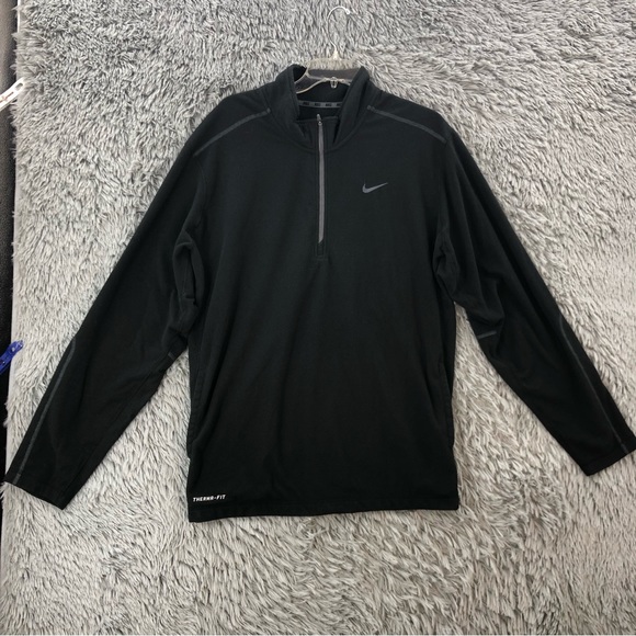 Nike Pullover Mens XL Therma Fit Quarter Zip Pockets Logo Fleece - Picture 1 of 10